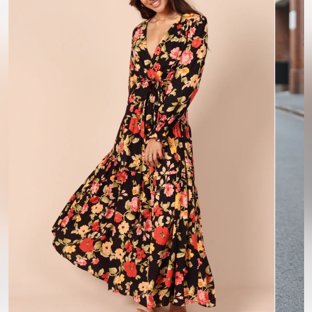 Multicolored Bishop Sleeve Maxi Gown